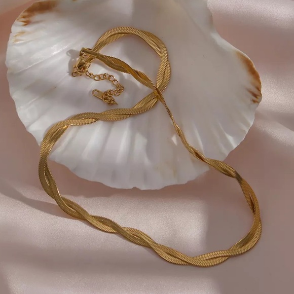 New 18K Gold Double Layer Snake Chain Necklace, nice Necklace, cute Necklace - Picture 7 of 8